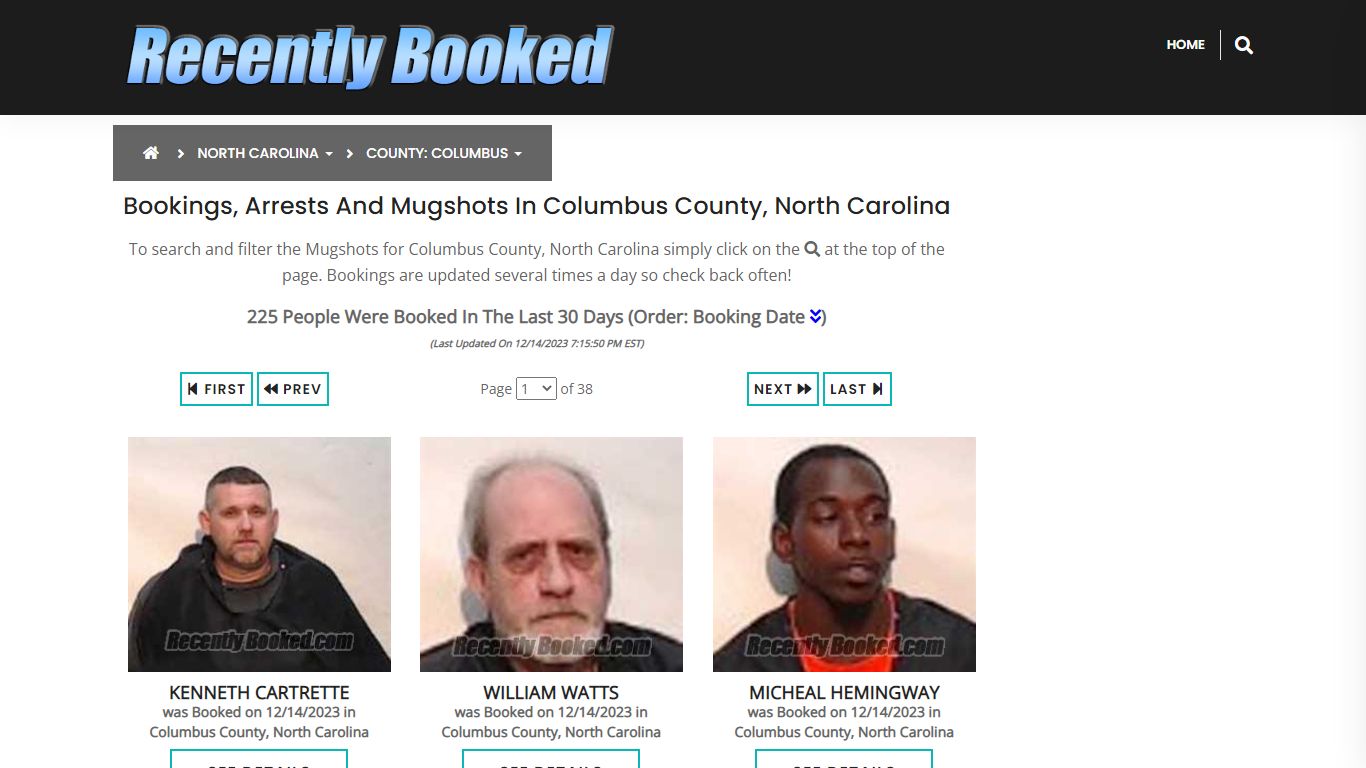 Bookings, Arrests and Mugshots in Columbus County, North Carolina