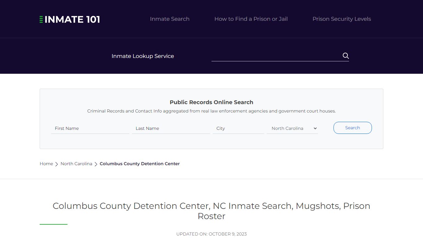 Columbus County Detention Center, NC Inmate Search, Mugshots, Prison ...