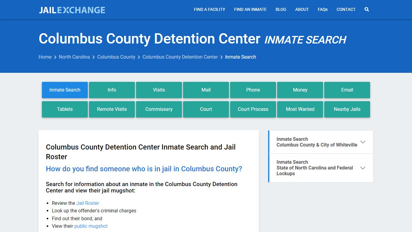 Columbus County Detention Center Inmate Search - Jail Exchange